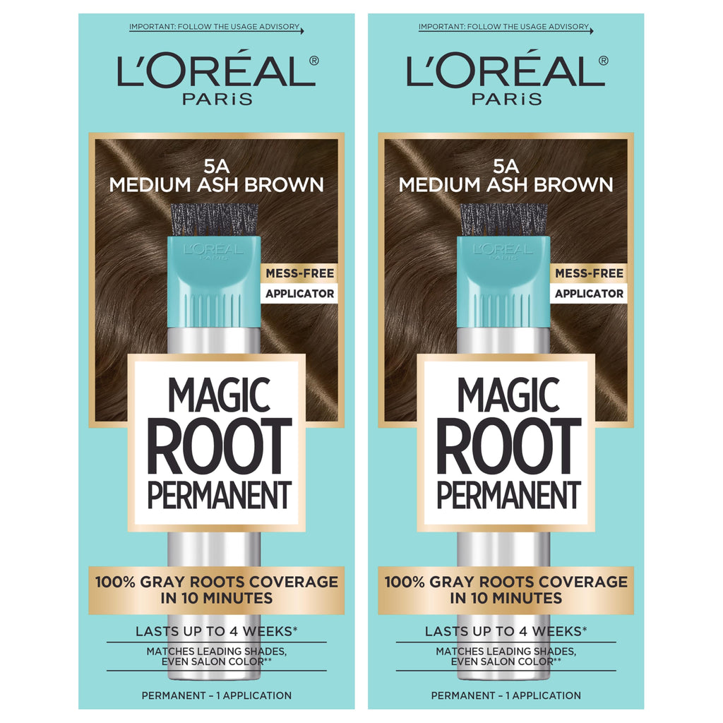 Buy now L'Oreal Paris Magic Root Rescue 10 Minute Root Hair Coloring Kit, Permanent Hair Color with Quick Precision Applicator, 100 percent Gray Coverage, 4 Dark Brown, 2 count at indiglob india