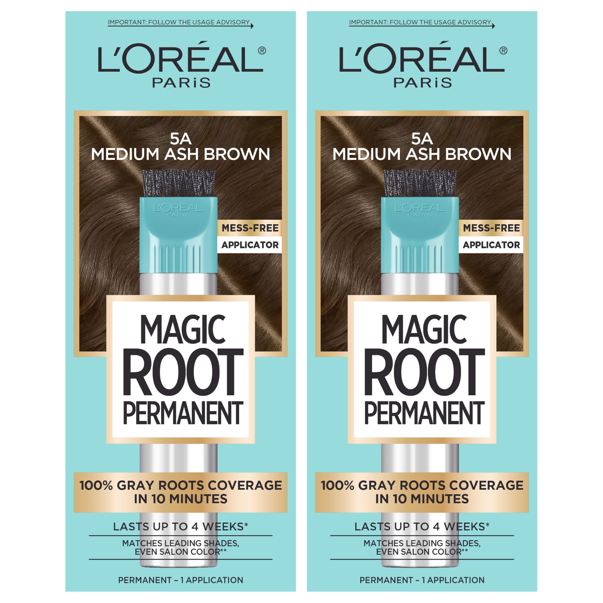 Buy now L'Oreal Paris Magic Root Rescue 10 Minute Root Hair Coloring Kit, Permanent Hair Color with Quick Precision Applicator, 100 percent Gray Coverage, 4 Dark Brown, 2 count at indiglob india
