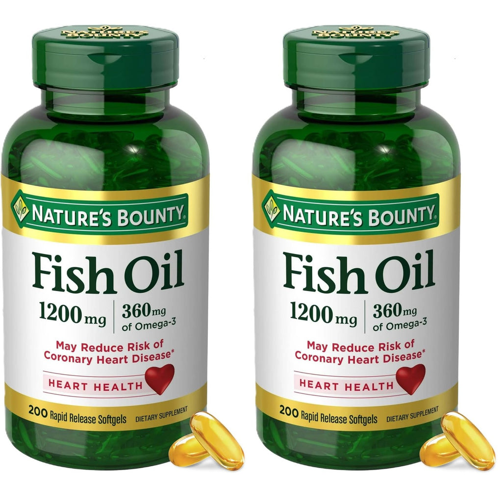 Nature's Bounty Fish Oil Omega 3 Supplements - Supports Heart Health, 1200 Mg Fish Oil, Omega-3, 200 Softgels (Pack of 1)