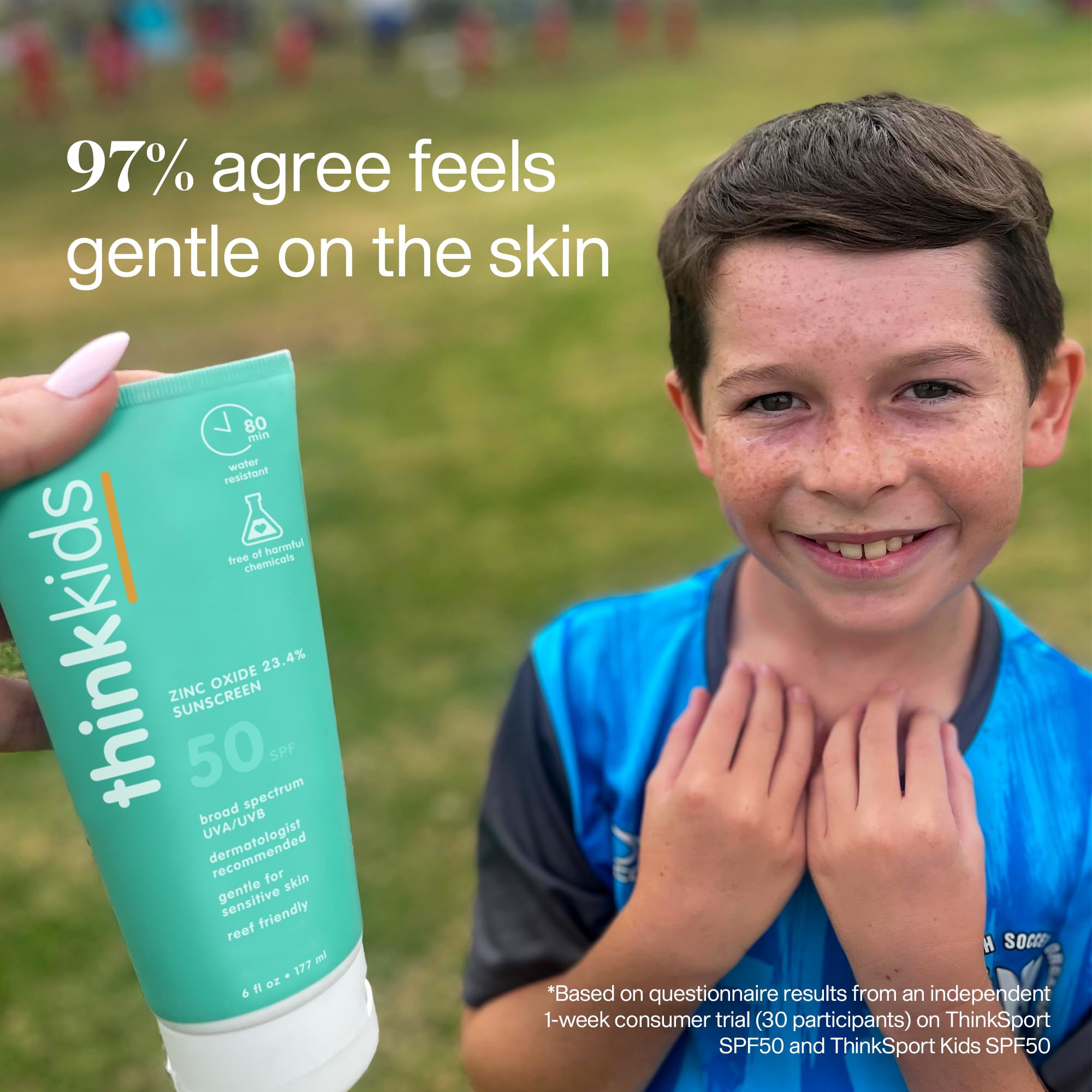 Thinkkids Kids Sunscreen SPF 50+, Mineral Formula, Water Resistant, 6 Fl Oz
