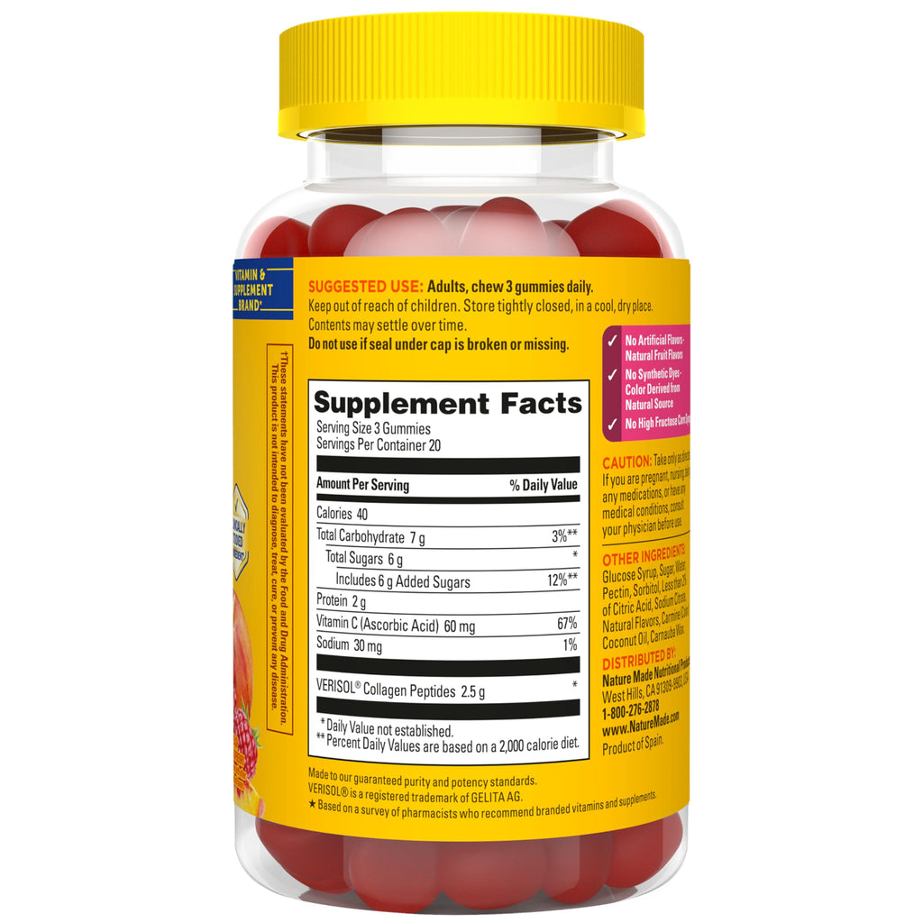 Nature Made Collagen Peptides + Vitamin C Gummies, 60 Gummies