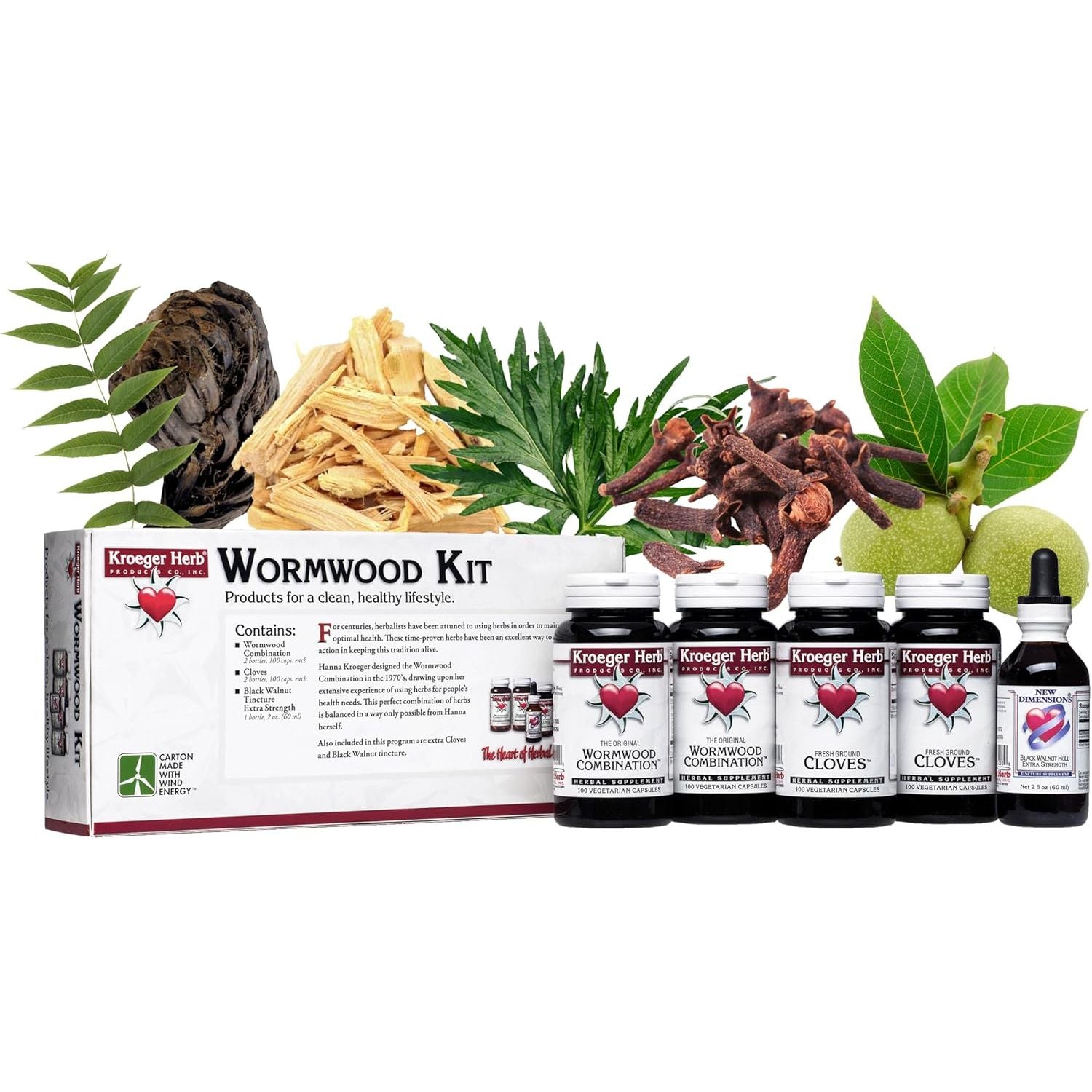 Buy now Kroeger Herb Products, Wormwood Herb, Black Walnut, Clove, Quassia, Worm Wood Detox Cleanse - Vegetarian Capsules, Non-GMO, Gluten Free, No Preservatives or Fillers - 100 Capsules, Made in USA 1 Count (Pack of 1) at indiglob india