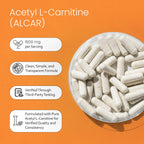 NaturaLife Labs Acetyl L-Carnitine (ALCAR) 1500 mg per Serving – 100 Capsules – Non-GMO, Gluten-Free, Vegan (2 Pack)