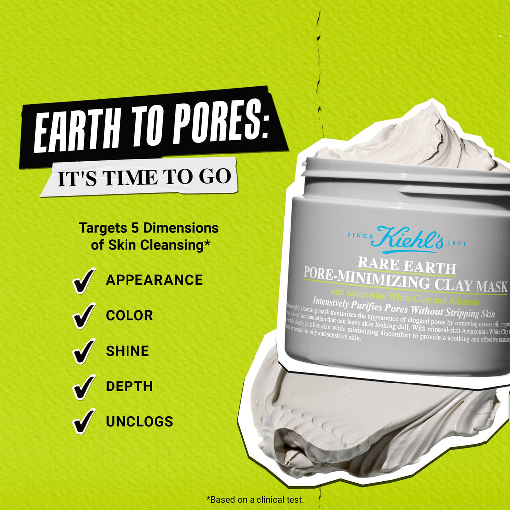 Buy now Kiehl's Rare Earth Pore Minimizer Face Mask, with Bentonite and Amazonian White Clay and Allantoin, Oil Absorbing Facemask for Normal to Oily Skin - 4.2 fl oz at indiglob india