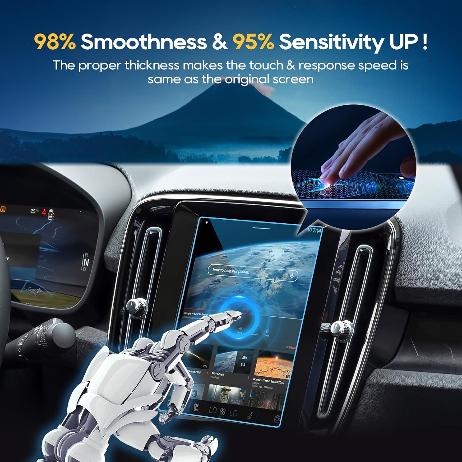 Buy now Car Screen Protector for Volvo Accessories XC90/XC60/XC40/S90/S60/V90/V60(2016-2025) 8.7 inch + AC Climate Control Touch Screen Mil-Grade 9H+ Tempered Glass HD [No More Glare& Fingerprint] 2-Pack at indiglob india