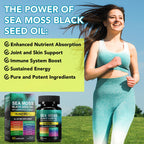 Sea Moss Black Seed Oil Ashwagandha Ginger, Sea Moss Capsule Supplement with Turmeric Burdock Root Bladderwrack Vitamin C Vitamin D3 Enhanced Immunity & Energy Black Seed Oil Capsule 60 Count