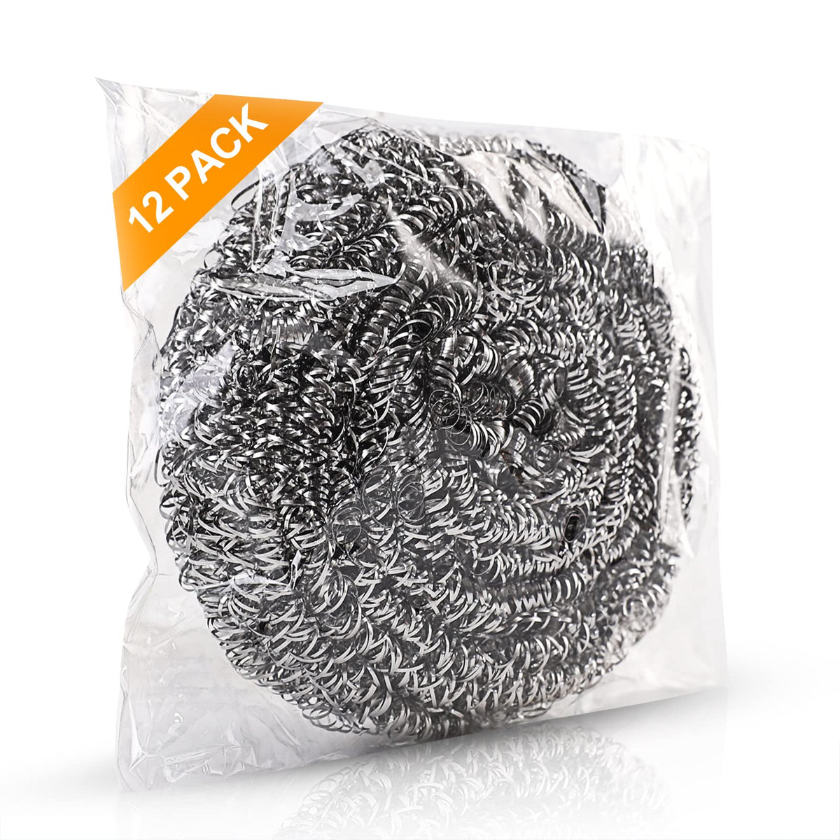 Steel Wool Scrubber for Burnt & Tough Crusts, Dried Food 12 Pack