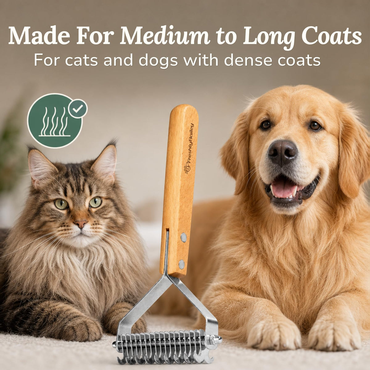 Dematting Comb for Cats and Dogs - Deshedding Undercoat Rake - Mat Remover