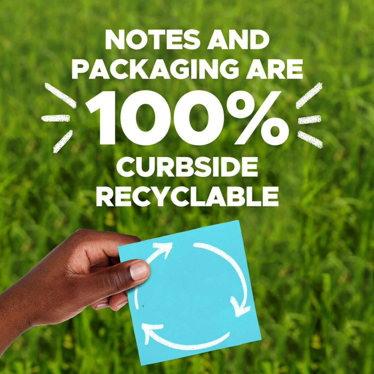 Post-it 100% Lined Recycled Super Sticky Notes, 3 x 3 in, Pastels, 18 Pads
