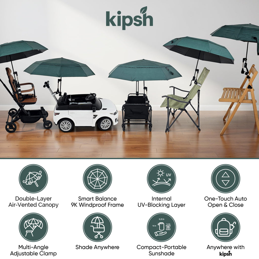 Chair Umbrella with Universal Clamp (Dark Green)