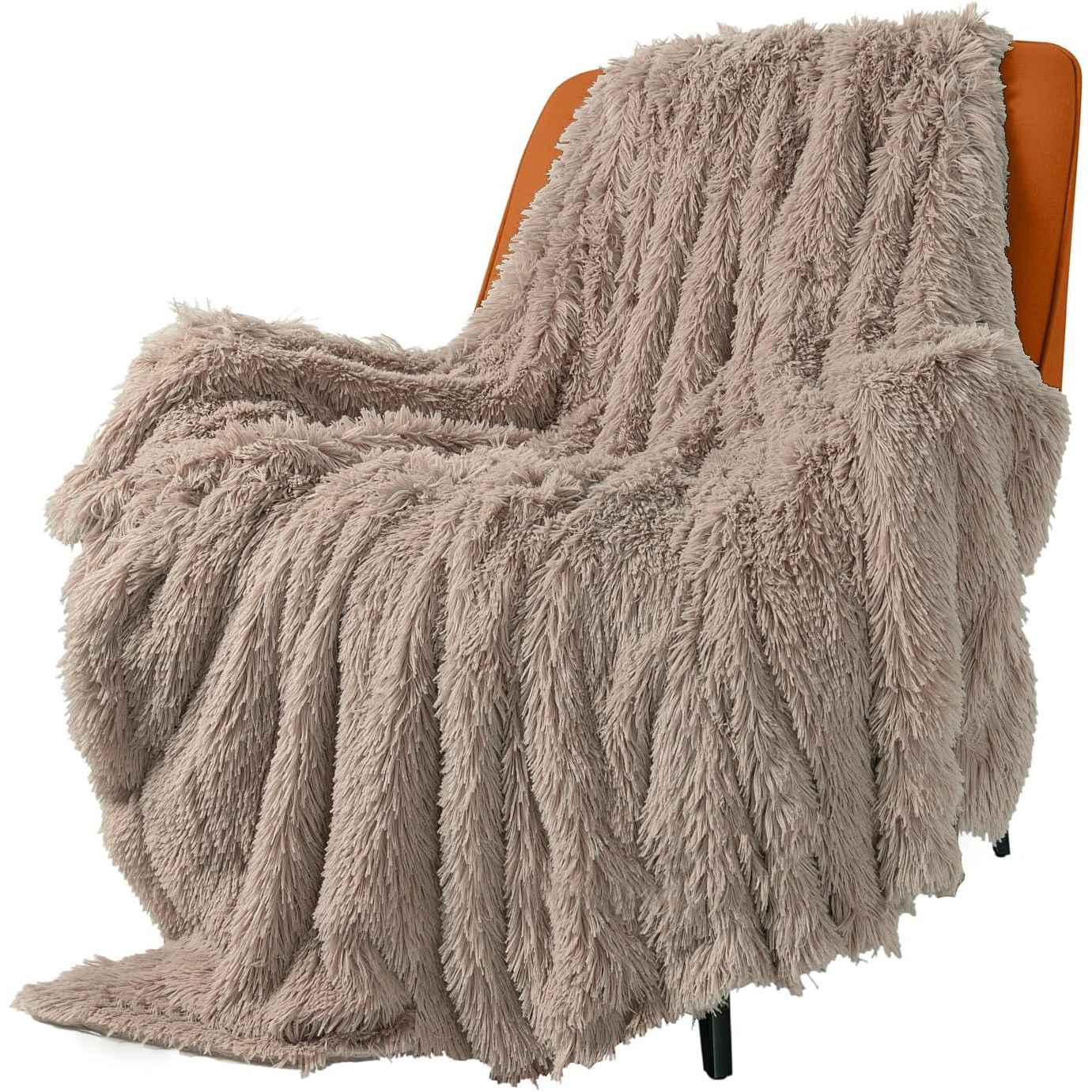 Buy now TOONOW Extra Soft Fuzzy Faux Fur Throw Blanket 50"x60", Reversible Lightweight Fluffy Cozy Plush Comfy Microfiber Fleece Decorative Shaggy Blanket for Couch Sofa Bed, Pure White 50"x60" Khaki at indiglob india
