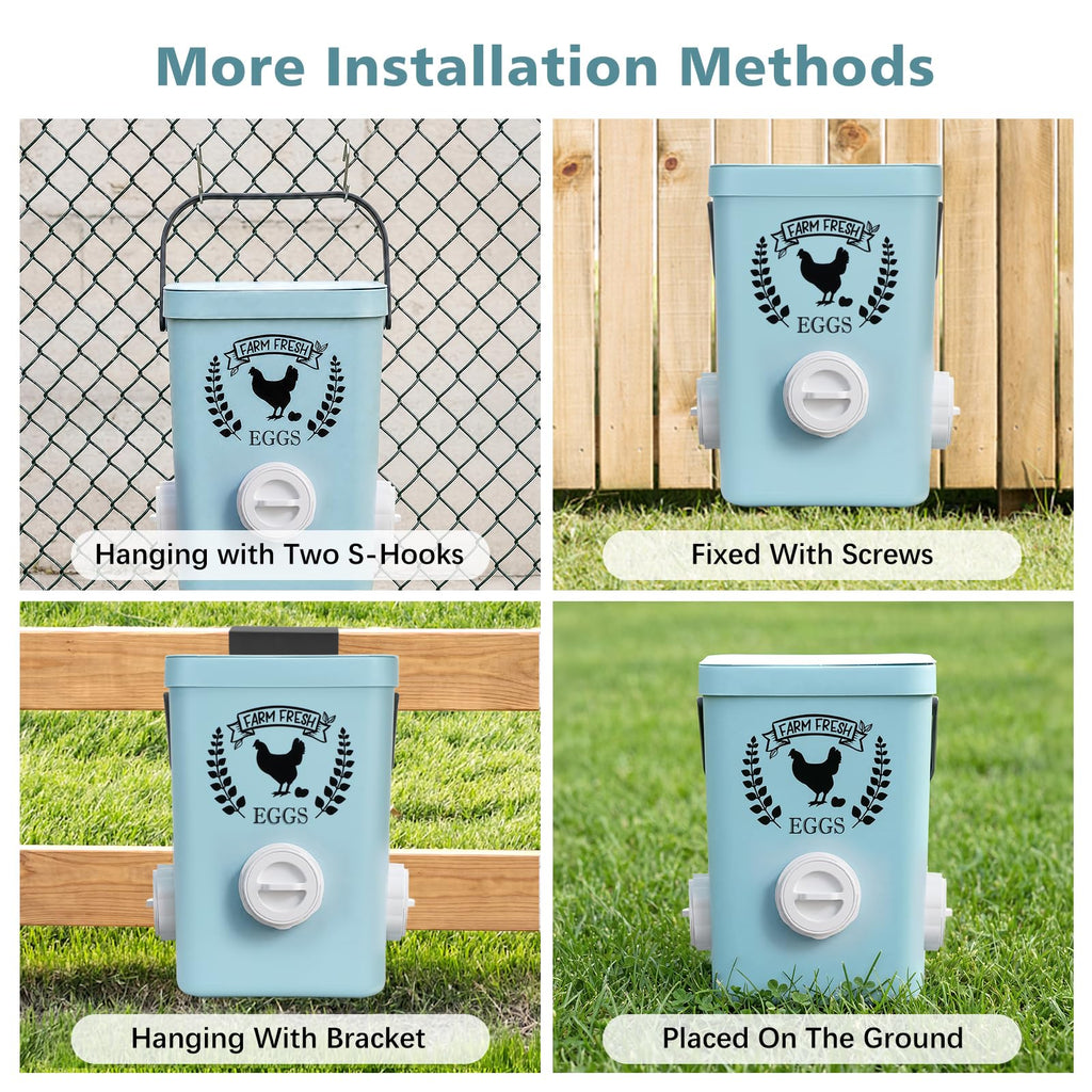 Tgeyd No-Waste Chicken Feeder & Waterer Set, 3 Gallon Automatic Waterer and 15 lb Hanging Feeder for Backyard Chickens, Modern Farmhouse Chicken Coop Essentials