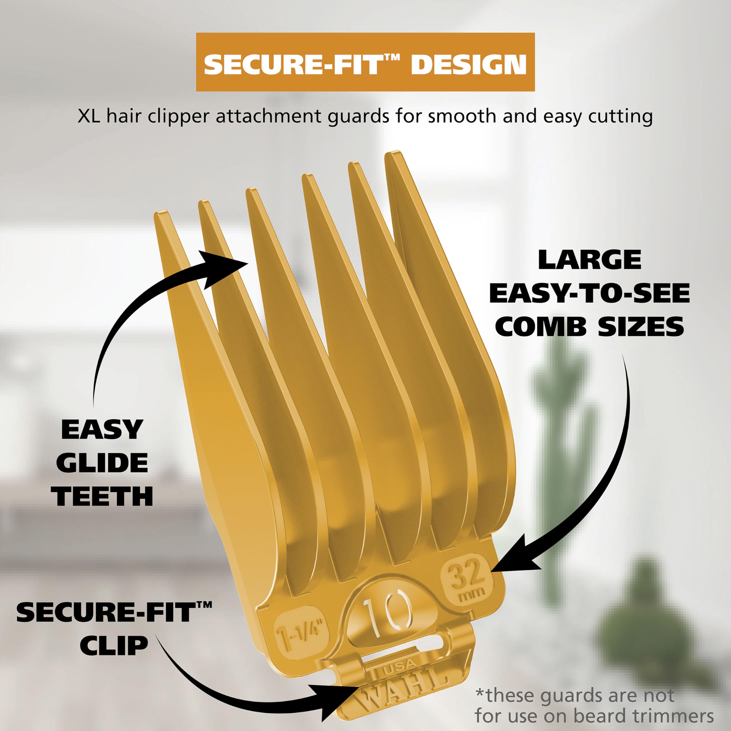 Buy now Wahl Hair Clipper Genuine Secure Fit Attachment Guard Set for Long Hair Styles and Fades, 2 Full Size Hair Clipper Guide Combs for Increased Cutting Performance - Model 3025025 at indiglob india