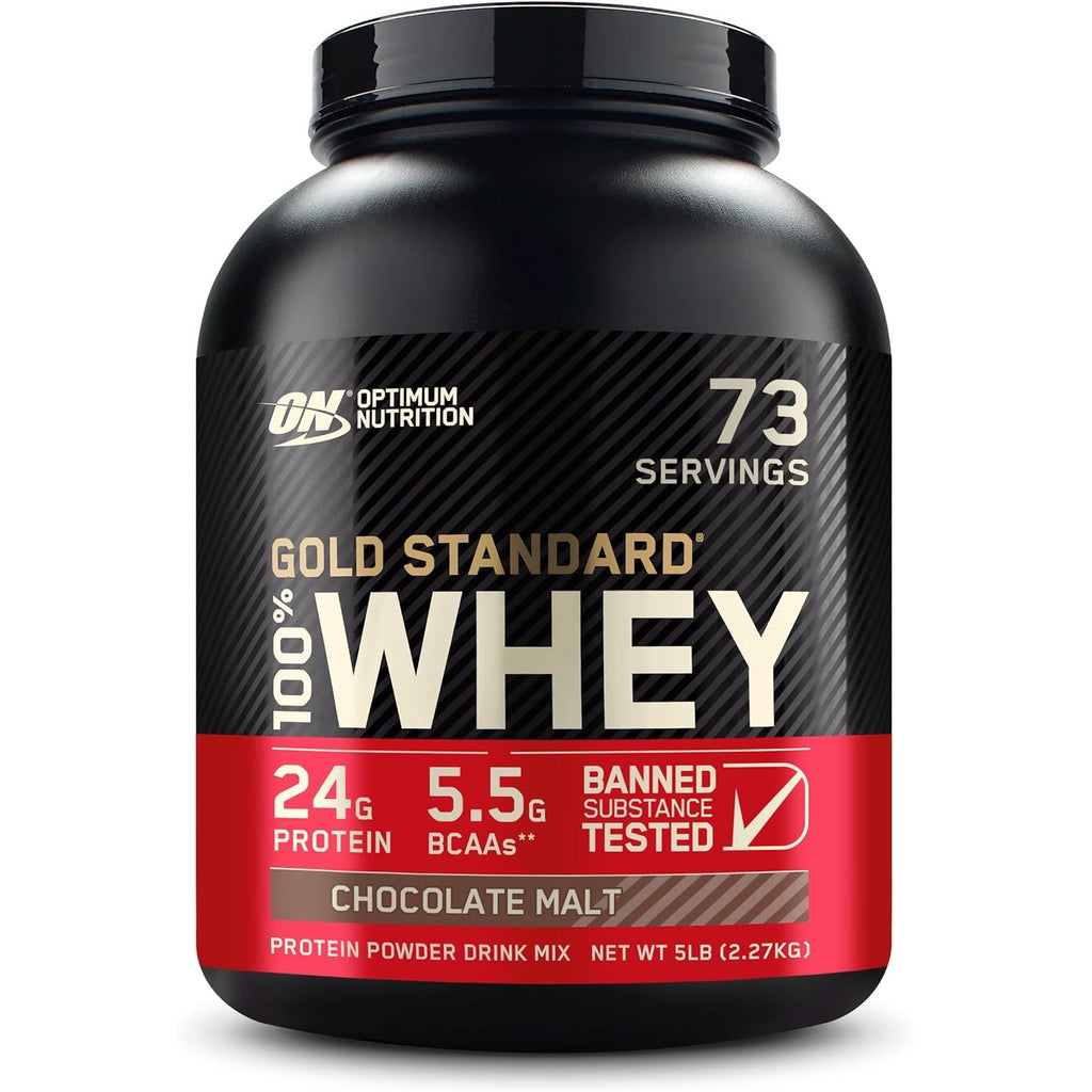 Buy now Optimum Nutrition Gold Standard 100% Whey Protein Powder, Strawberry Banana, 5 Pound (Packaging May Vary) at indiglob india