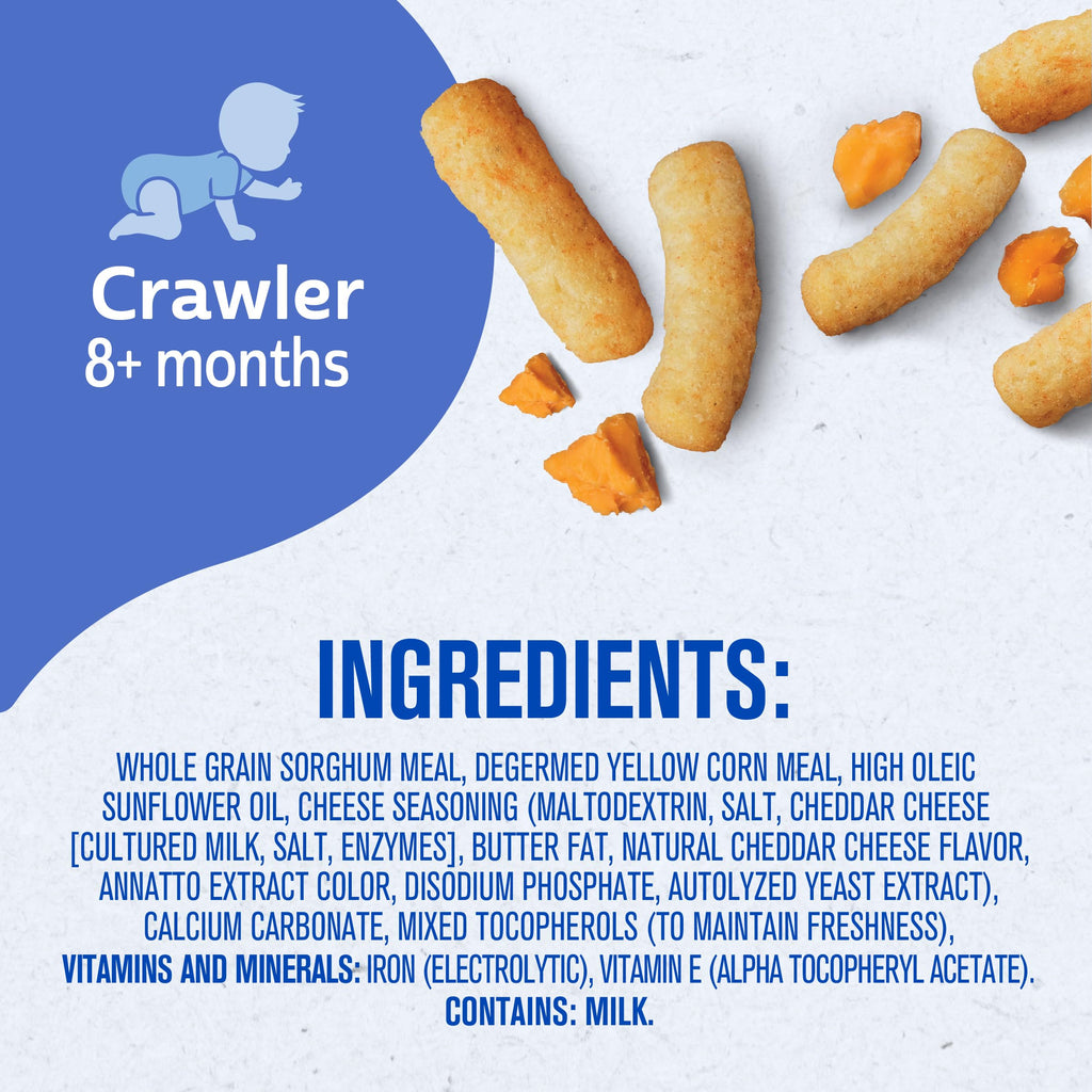 Gerber Stage 3 Mild Cheddar Lil Crunchies Snack, 1.48 Oz, 6 Pack