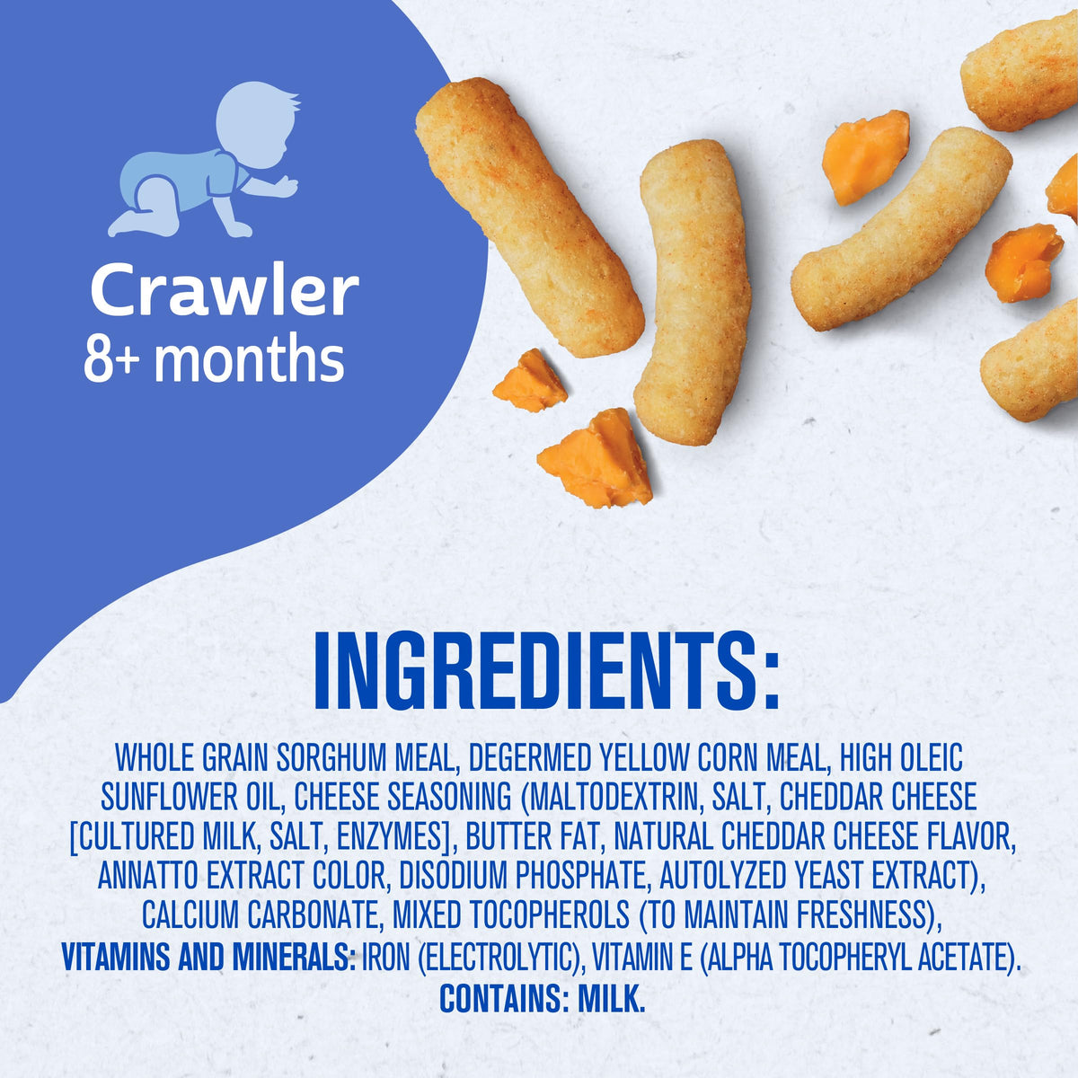 Gerber Stage 3 Mild Cheddar Lil Crunchies Snack, 1.48 Oz, 6 Pack