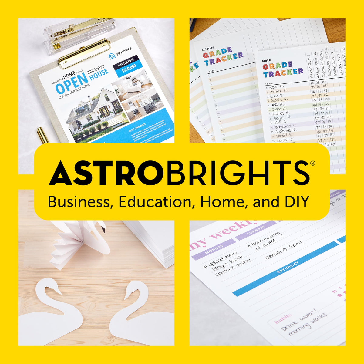 Premium Astrobrights White Cardstock, 8.5" x 11", 110 lb. Index, 94 Brightness, 235 Sheets - More Sheets, Heavyweight Astro White Card Stock for Invitations, Business Cards, Crafts and Printing