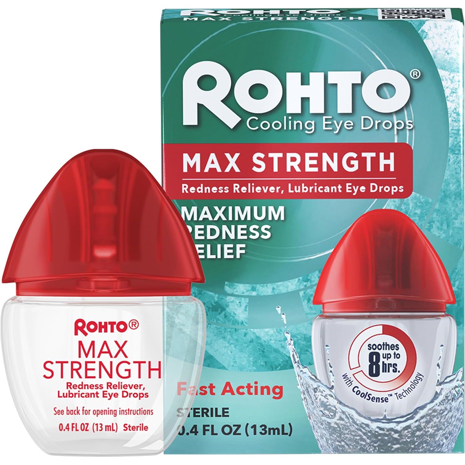 Buy now Rohto Max Strength Redness Reliever, Lubricant Eye Drops, Fast, Cooling Relief for Red, Dry, Itchy Eyes, Redness and Dryness Symptom Relief, Soothing Eye Drops, 0.4 fl oz Bottle Eye Drops at indiglob india