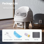 PetPivot Self Cleaning Litter Box, Open Top Automatic Litter Box for Multiple Cats, Multiple Layer Safety Protection, Liners and Mat Included, White