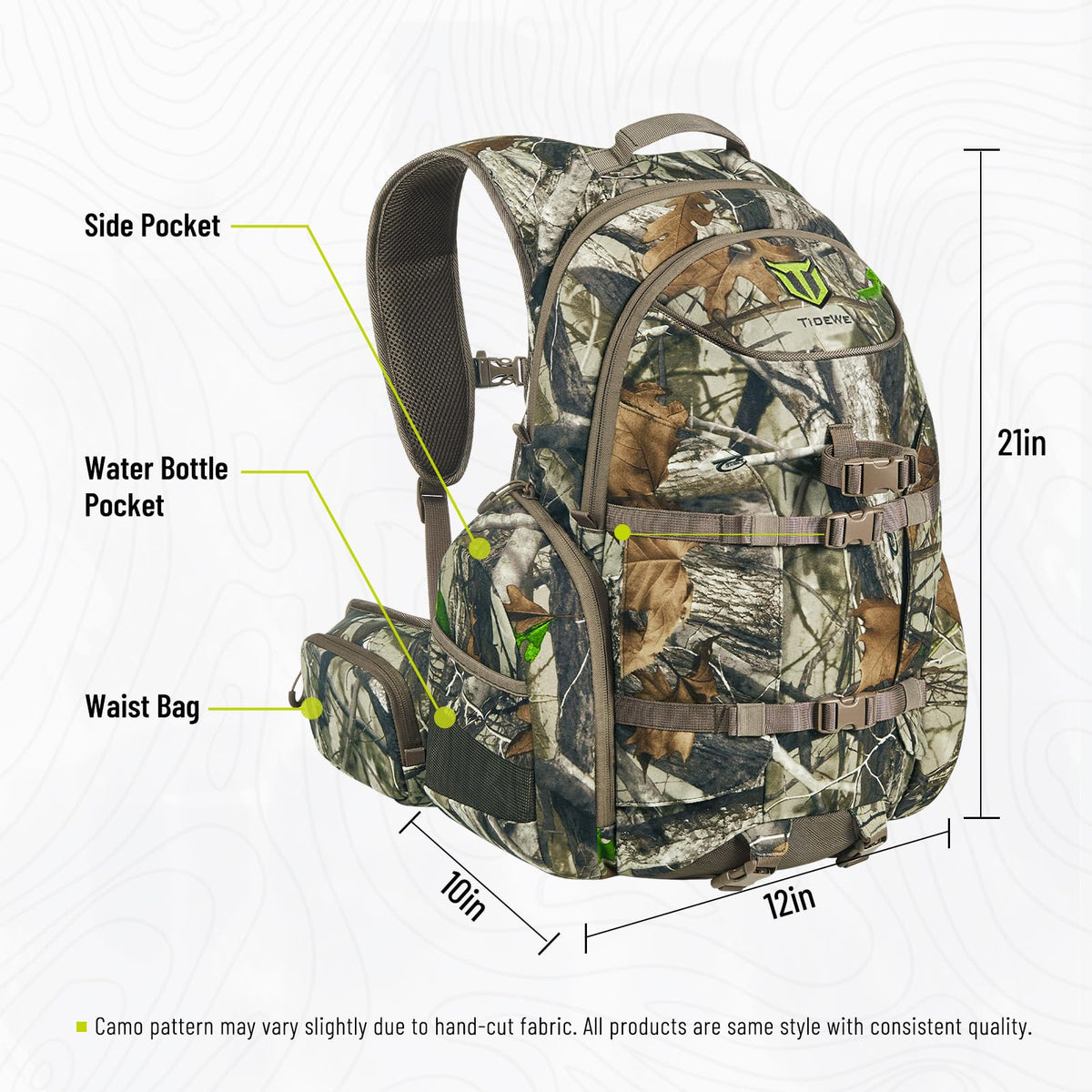 TIDEWE Hunting Backpack for Men, 40L Camo Hunting Pack for Deer Hunting