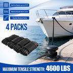 4 PCS 3/8 in × 15 FT Boat Dock Lines, Boat Rope for Docking with 12 in Loop