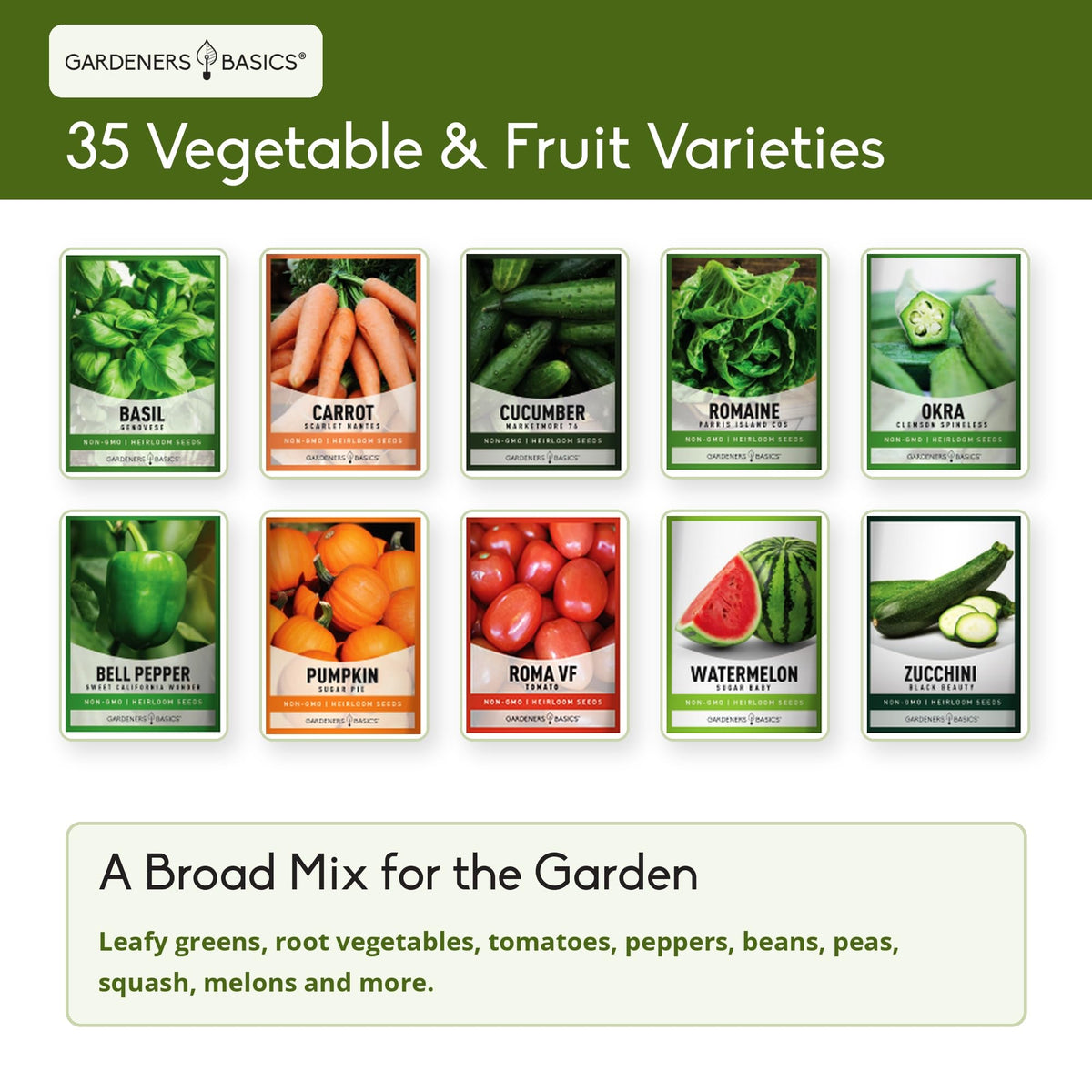 Gardeners Basics Survival Seed Vault Kit, Vegetable Seeds for Planting