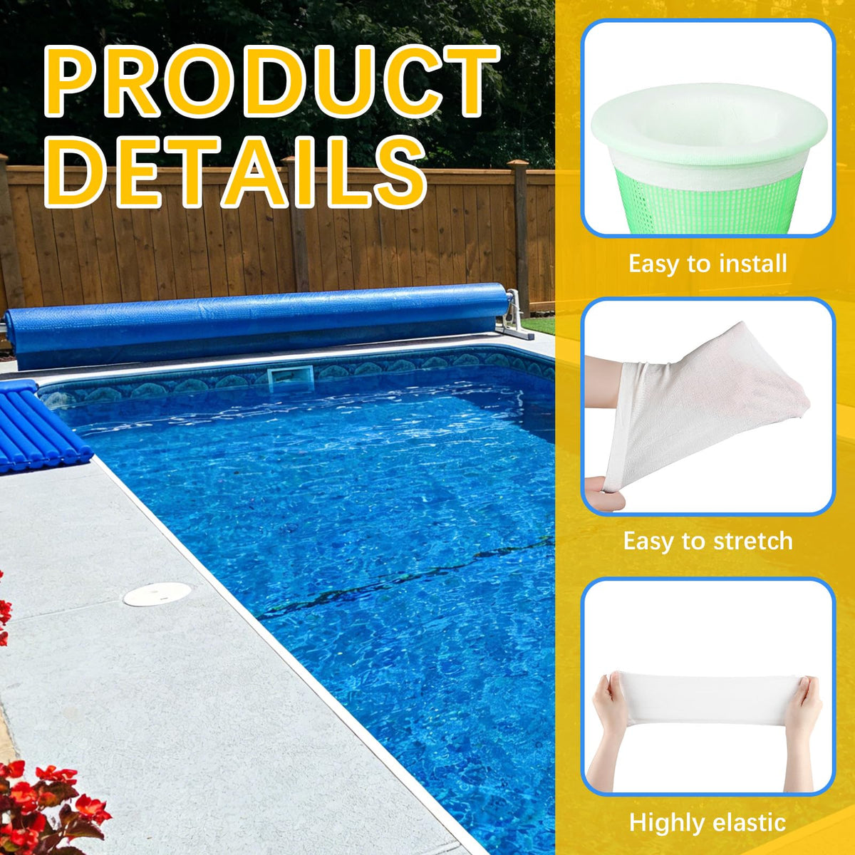 45 Pack Pool Filter Socks for Skimmer Baskets, Reusable Pool Skimmer Socks for Above Ground or Inground Pools Filter Protecting Fine Mesh Screen Basket Sock for Collecting Leaves, Branches, Debris