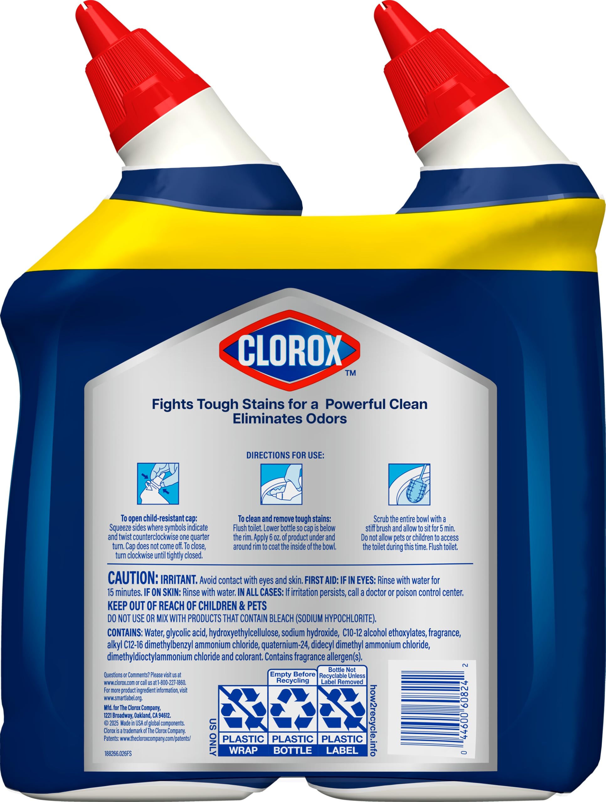 Buy now Clorox Toilet Bowl Cleaner Heavy Duty Stain and Ring Remover, Arctic Clean, 24 Fl Oz., Pack of 2 at indiglob india