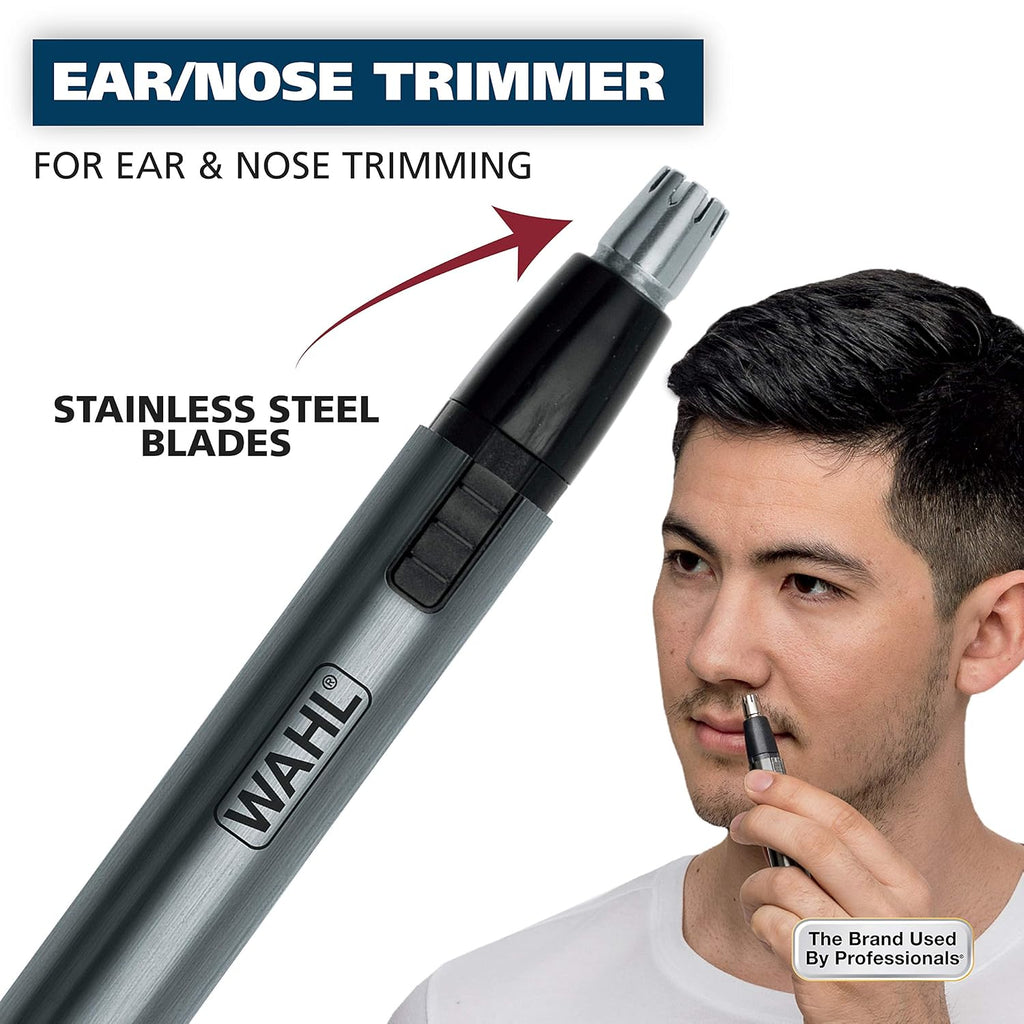 Buy now Wahl Micro Groomsman Battery Personal Trimmer for Hygienic Grooming with Rinseable, Interchangeable Heads for Eyebrows, Neckline, Nose, Ears, & Other Detailing - 05640-600 at indiglob india