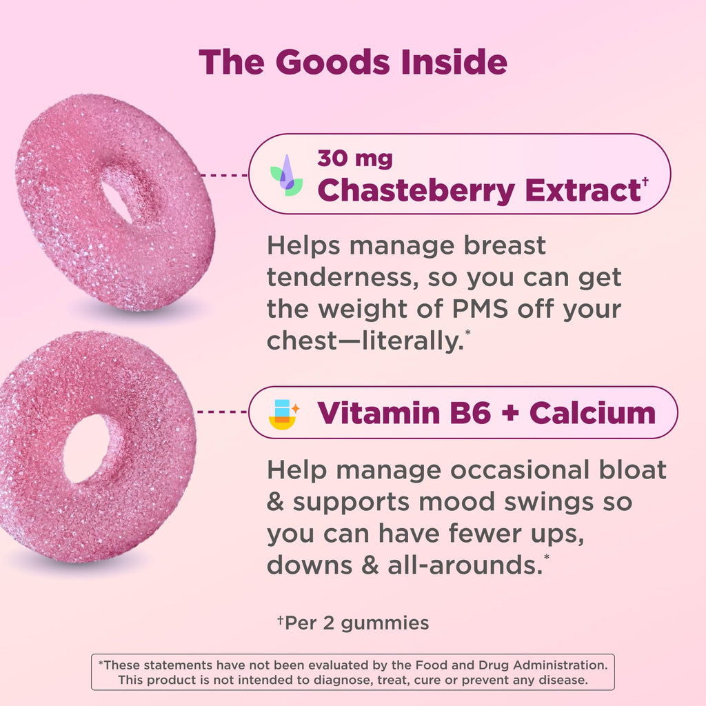 OLLY Period Hero Gummies, PMS Support Supplement,* Cran-Raspberry- 60 Count