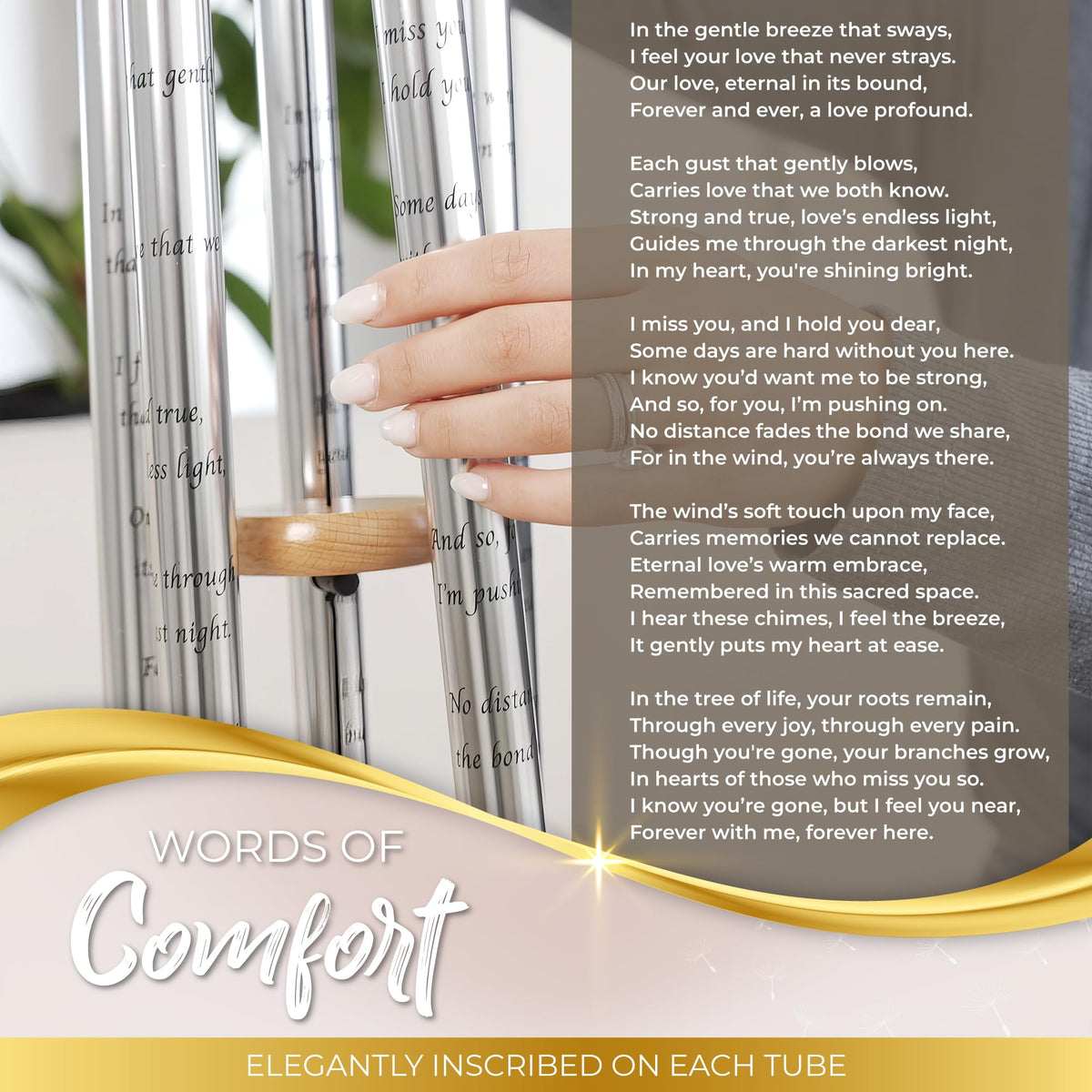 Tree of Life Memorial Wind Chimes for Loss of Loved One (32")
