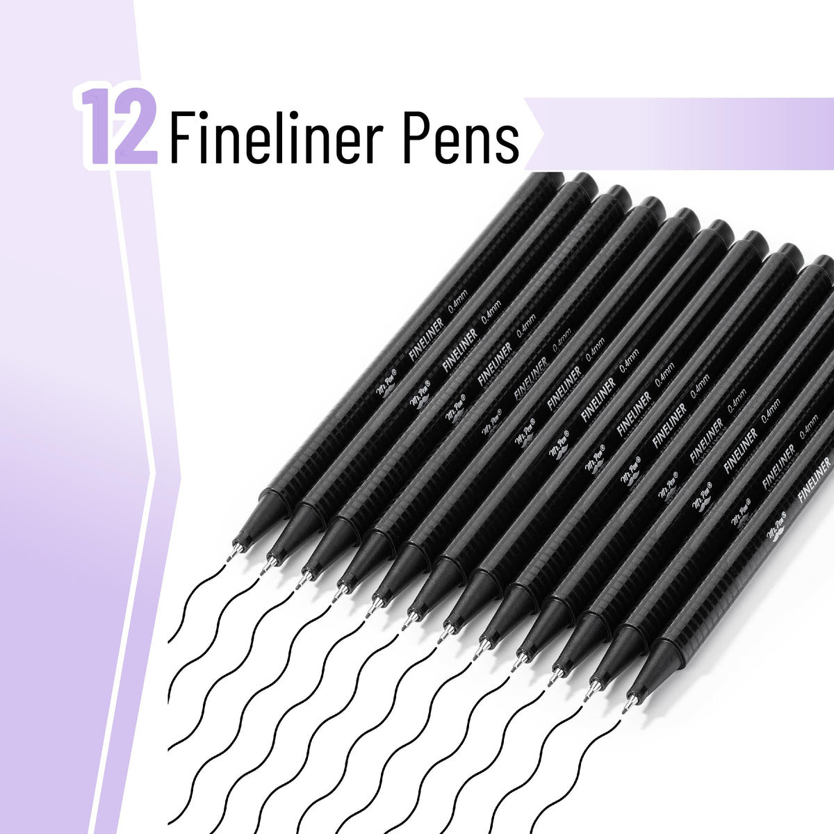 Mr. Pen- Black Fineliner Pens, 12 Pack, 0.4mm Fine Point