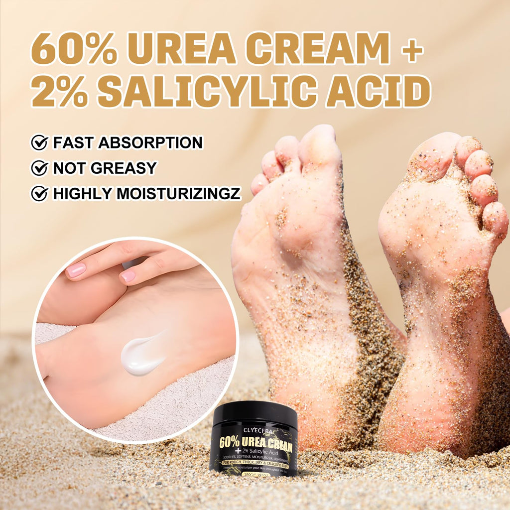 60% Urea Cream for Feet with 2% Salicylic Acid for Deep Hydration-150g | Urea Cream 60 Percent for Feet & Hands-Maximum Strength Moisturizer for Rough,Dry,Thick & Cracked Skin,Callus Remover