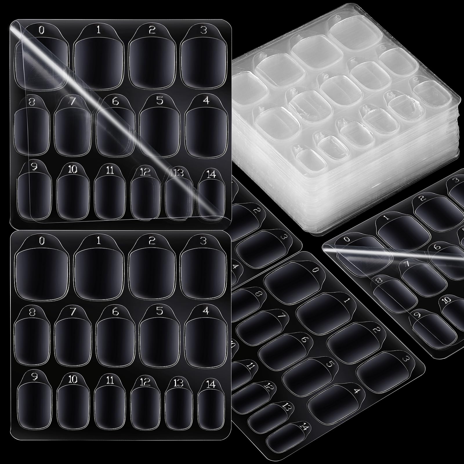 Teenitor 600pcs Press on Nail Adhesive Tabs, 15 Sizes of Nail Stickers for Press ons, Press on Nails Glue Stickers Press on Nail Sticky Tabs, Clear/Yellow