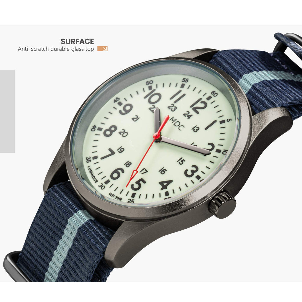 Buy now Infantry Mens Military Field Watch,Luminous Glow in The Dark Dial,Analog Tactical Wristwatch w/ 12/24 Hr Time,Japanese Quartz Movement,Slip-Thru Nylon Band,Reliable Work Watch for Men at indiglob india