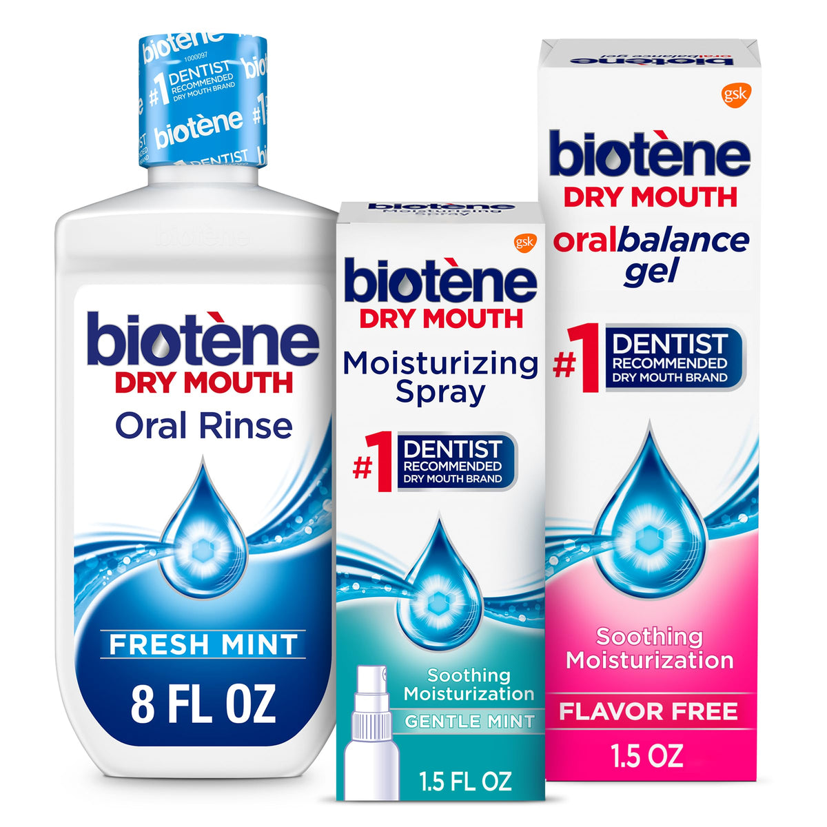Biotene Oral Rinse, Dry Mouth Spray and Moisturizing Gel, 1 Kit