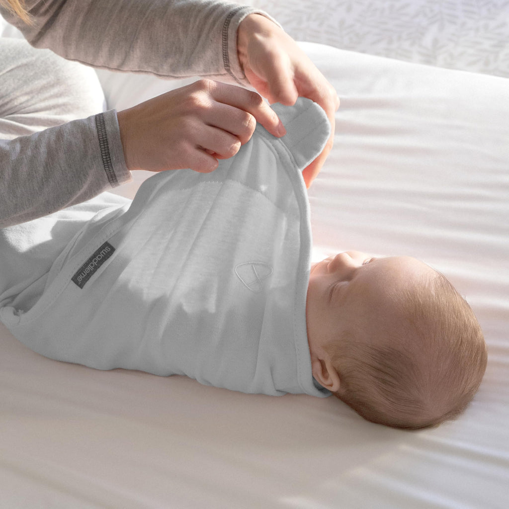 SwaddleMe by Ingenuity Original Swaddle, 100% Cotton, Improves Sleep & Calms Startle Reflex, 3-6 Months, 14-18 lbs, 1.0 TOG, 3-Pack, Baby Swaddle Blanket - Mountaineer