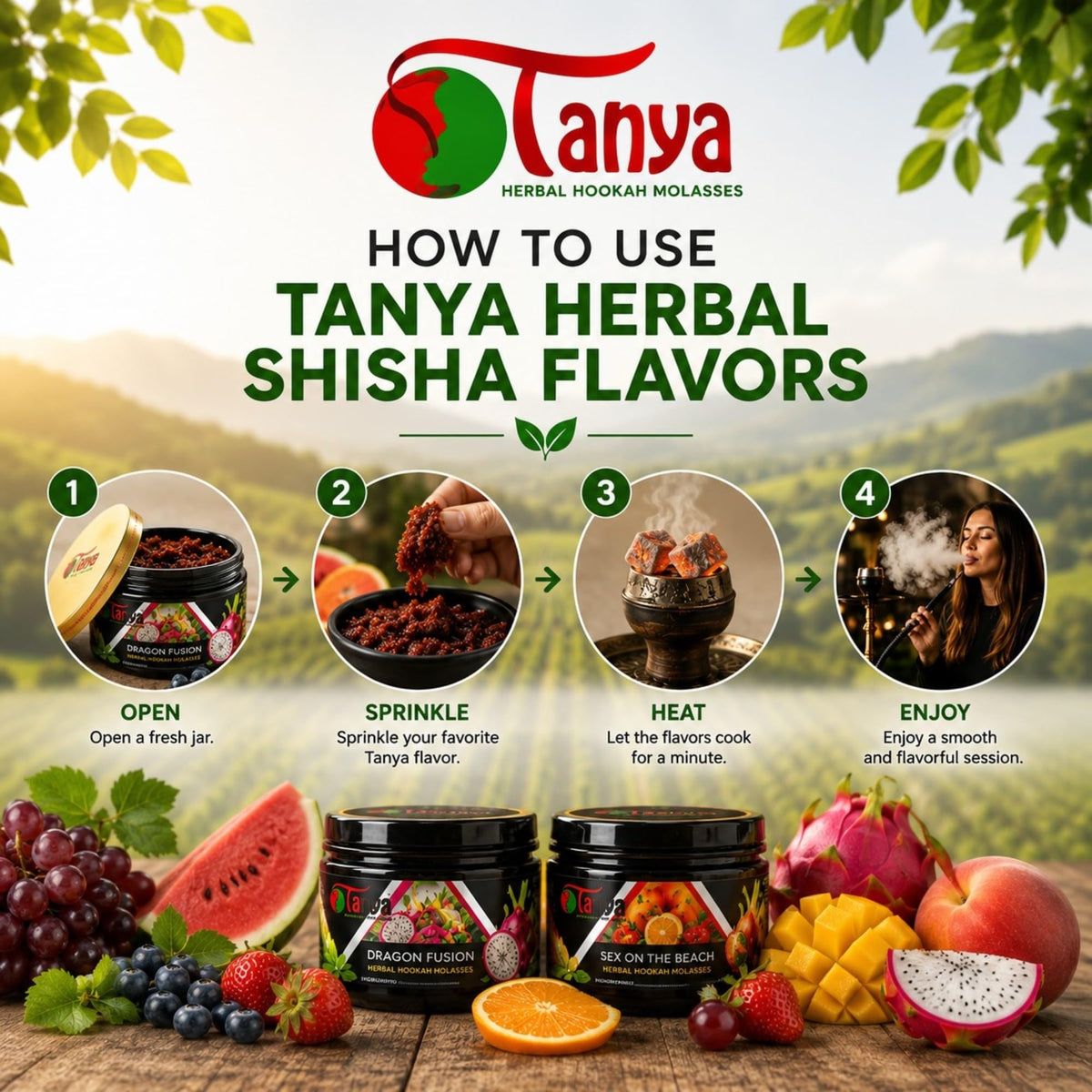 Fruit Mix Hookah Shisha Flavors, Premium Tobacco & Nicotine Free, Fruit Variety Pack, 50-Gram Packs (Pack of 6)
