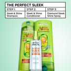 Garnier Fructis Diamond Sleek Hair Shine Spray, Up to 100-Hour Frizz Control, Heat Protectant up to 450°F with Vegan Keratin Smoothing Complex and Argan Oil for Frizzy, Dry, Dull Hair, 4.6 Fl Oz