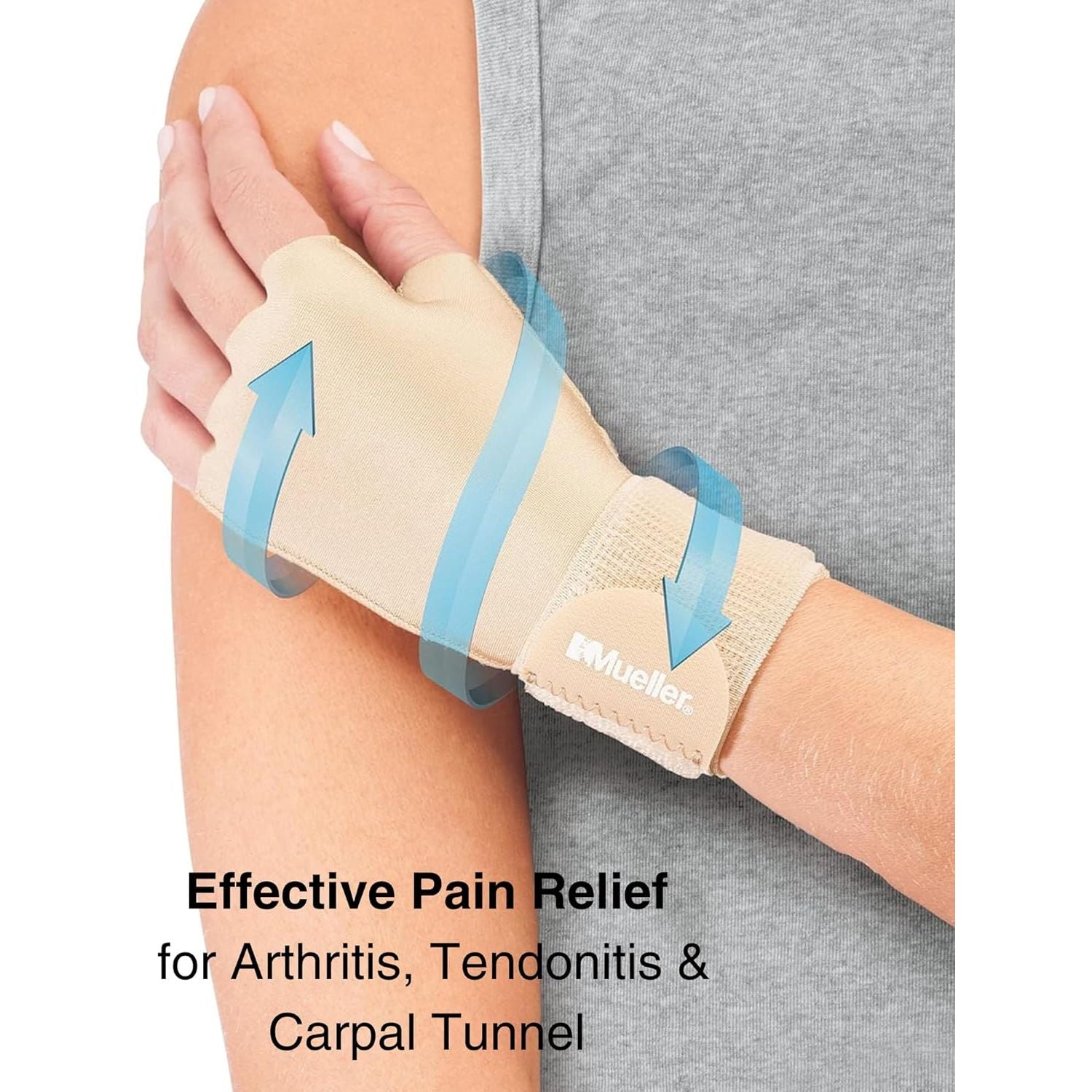 Buy now MUELLER Sports Medicine Compression Glove for Men and Women, Hand & Wrist Pain Relief Support, Ideal for Carpal Tunnel, Arthritis, Fits Right or Left, Beige at indiglob india