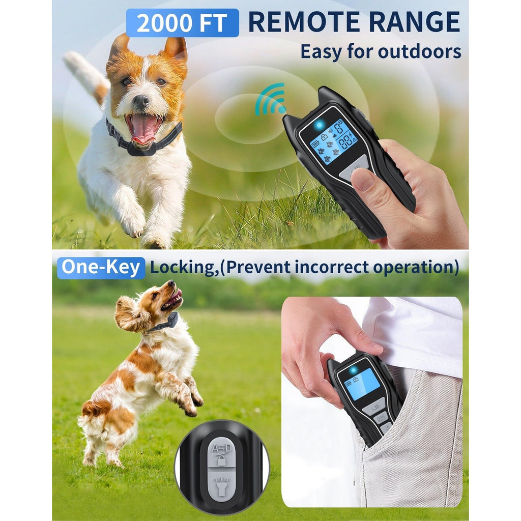 Dog Shock Collar with Remote Control - Rechargeable Dog Training Collar, IPX7 Waterproof E Collar for Dogs with 4 Safe Modes Flashlight Beep Vibration Shock Ideal for All Dog Sizes (8-150lbs)