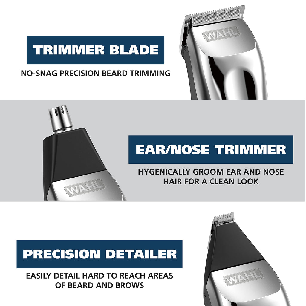 Buy now Wahl USA Rechargeable Lithium Ion All in One Beard Trimmer for Men with Detail and Ear & Nose Hair Trimmer Attachment Æ’?? Model 9854-600B at indiglob india