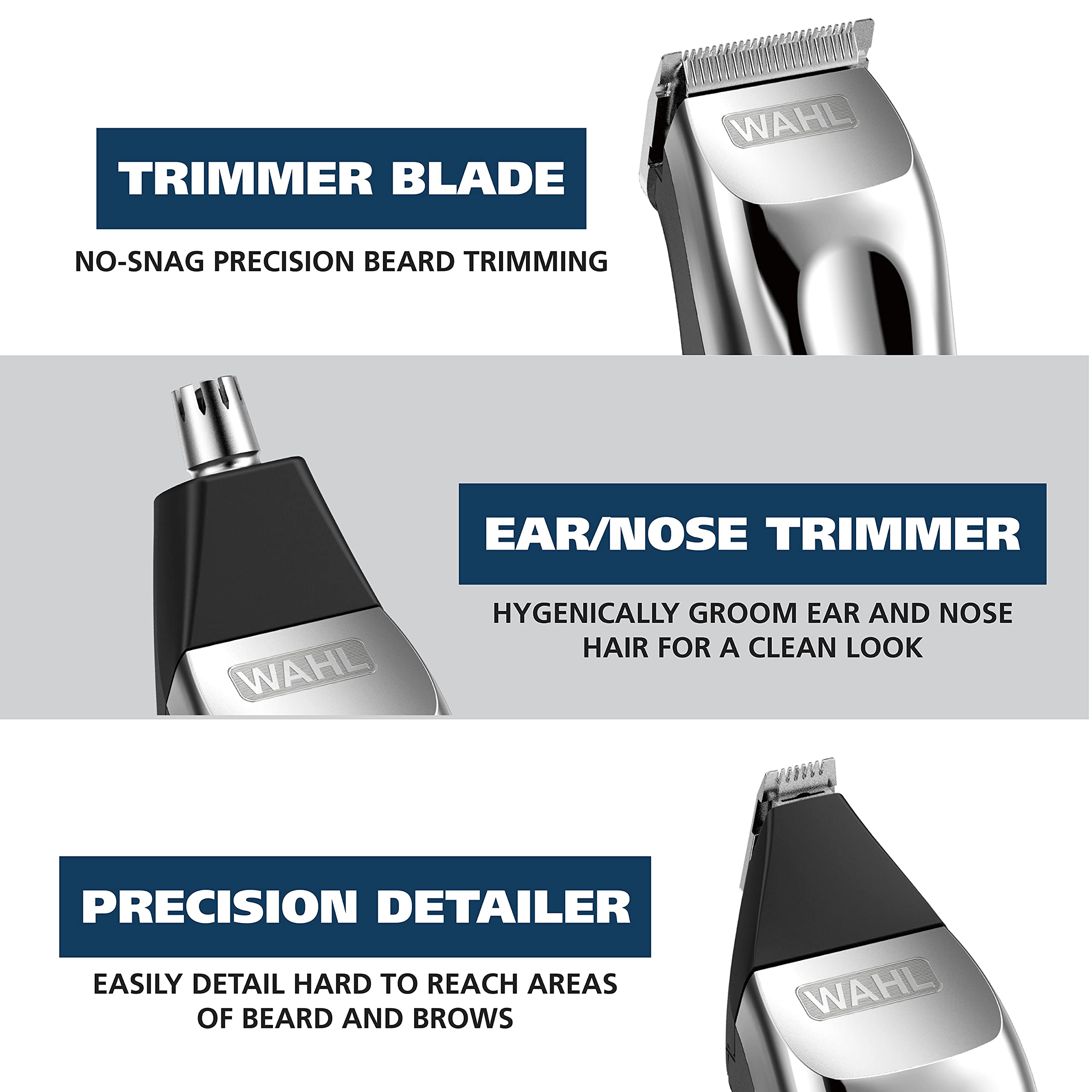Buy now Wahl USA Rechargeable Lithium Ion All in One Beard Trimmer for Men with Detail and Ear & Nose Hair Trimmer Attachment Æ’?? Model 9854-600B at indiglob india
