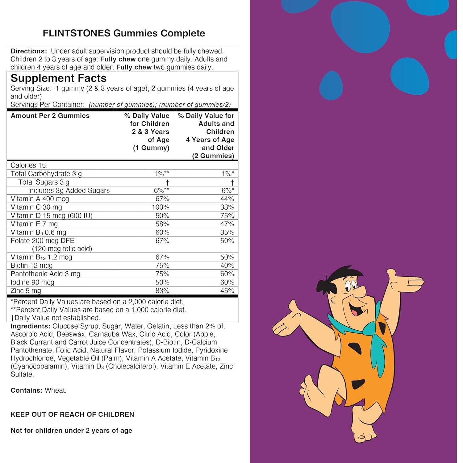 Buy now Flintstones Vitamins Complete Gummies, Kids Vitamins with Vitamin C for Toddlers and Children, Kids Multivitamin with Vitamin A, B6, B12, E & Zinc, 180 Count at indiglob india