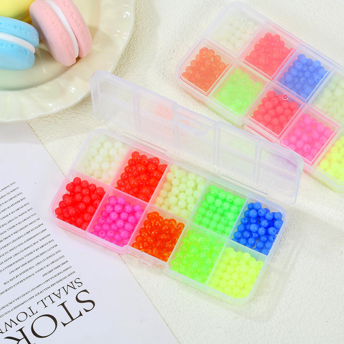 Fishing Beads, 10 Colors Beads for Fishing Rigs, 5mm Glow in the Dark Beads for Fishing in the Dark