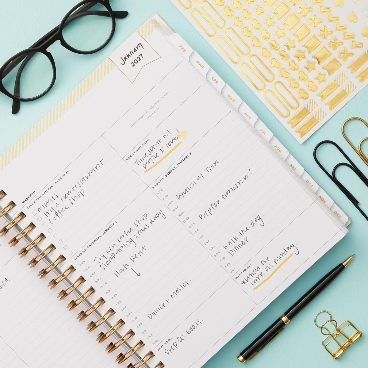 Blue Sky 2027 Daily & Monthly Planner Calendar, 8"x10", Rugby Stripe Black