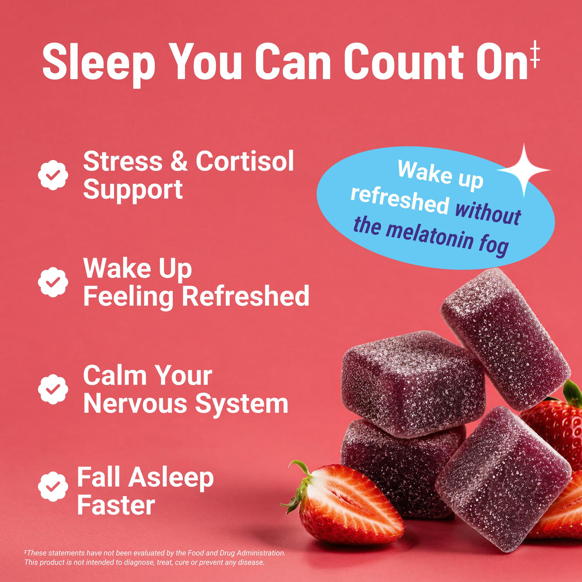 MoonBrew Strawberry Sleep + Vitamin Gummies - 8 Essential Vitamins & Minerals, Natural Magnesium Calming Aid, Melatonin-Free, 25-Pack (100 Gummies)