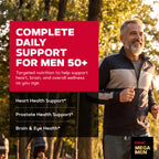 GNC Mega Men 50 Plus Multivitamin for Men | Antioxidants | Heart Health | Prostate and Circulatory Support | 120 Count | Clinically Studied Antioxidant Formula Supports Heart Health, Prostate Health, and Protection Against Free Radicals