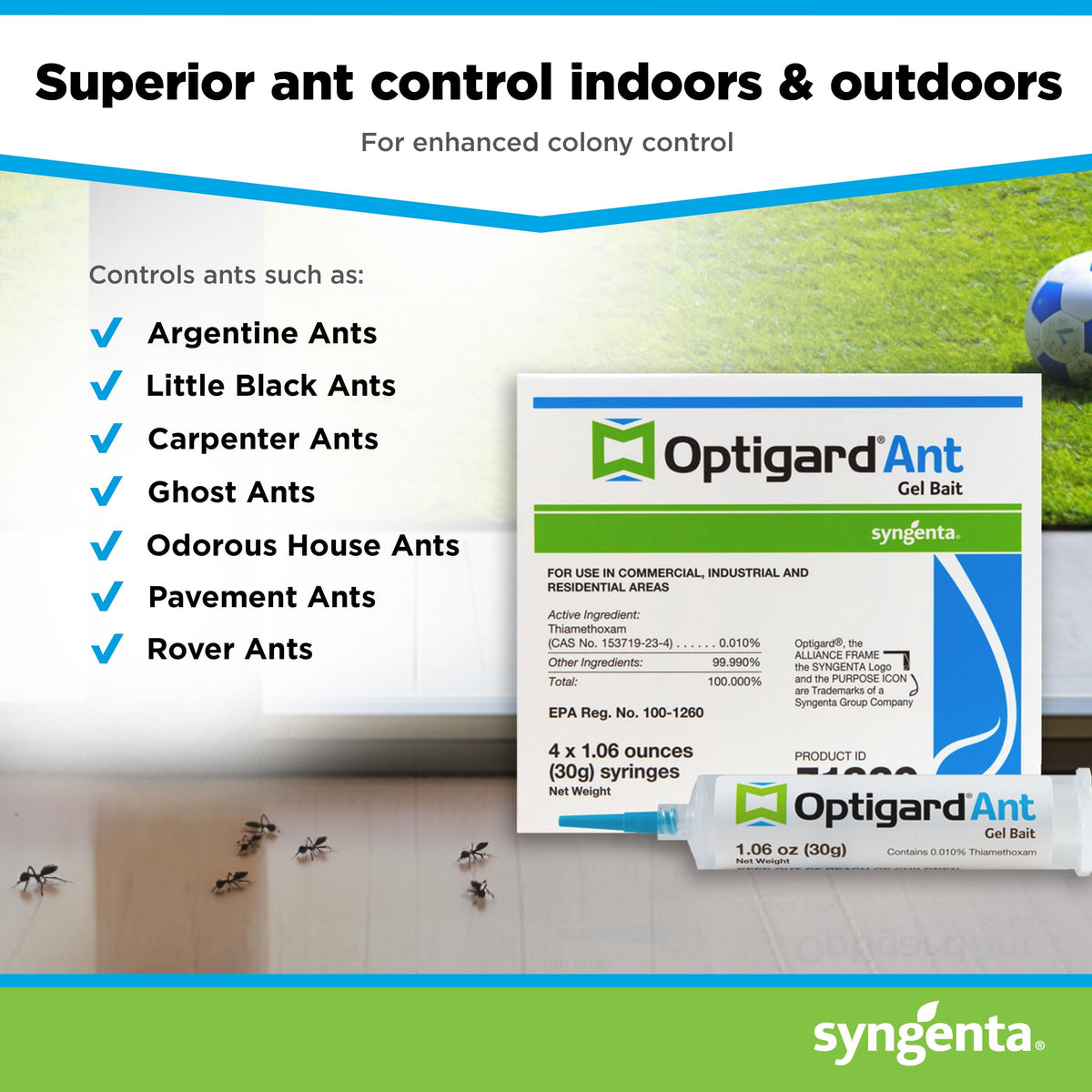 Syngenta - TRTD11568 - Optigard Ant Bait Gel Box - 4 Tubes w/ Plunger - 30g each tube, White