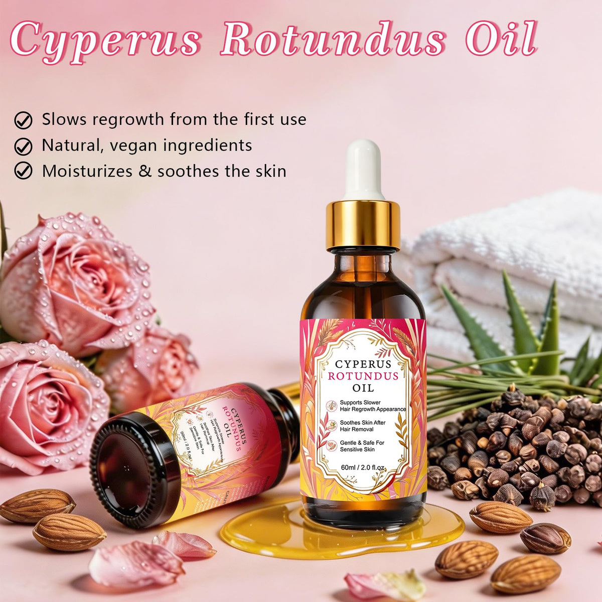 AuraLuna Cyperus Rotundus Oil, Natural Hair Care for Men & Women